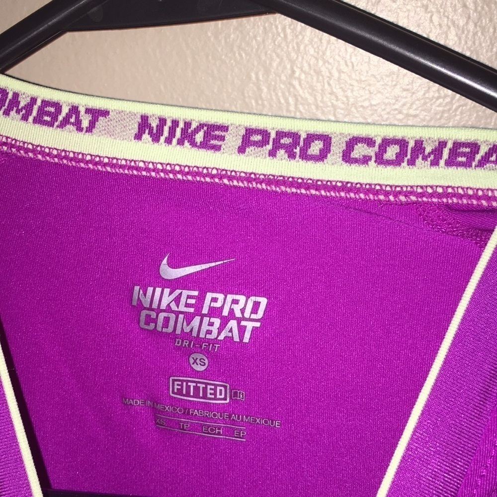 Nike pro combat compression shirt size XS purple Nike pro shirt long sleeve​​​ - Picture 6 of 9